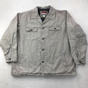 Vintage Y2K Old Navy Jacket Mens XL Beige Canvas Chore Barn Coat Fleece Lined *